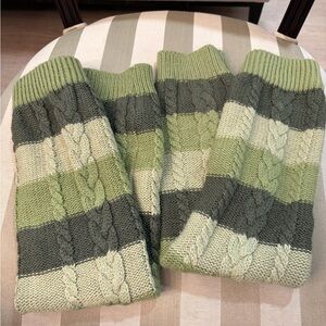 Striped Green Knit Leg Warmers